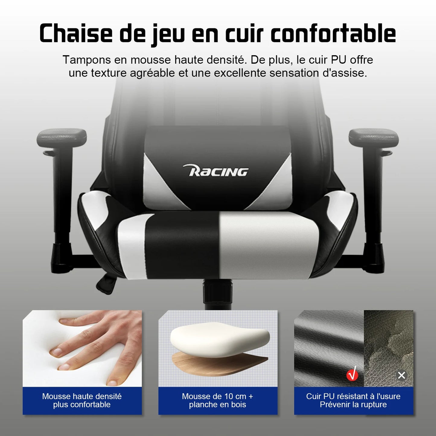 Hiazurm Ergonomic Gaming Chair for Adults, Adjustable Office Chair with 3D Wing Design, S-Shaped Back Support, Lumbar Support & Steel Frame