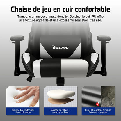 Hiazurm Ergonomic Gaming Chair for Adults, Adjustable Office Chair with 3D Wing Design, S-Shaped Back Support, Lumbar Support & Steel Frame