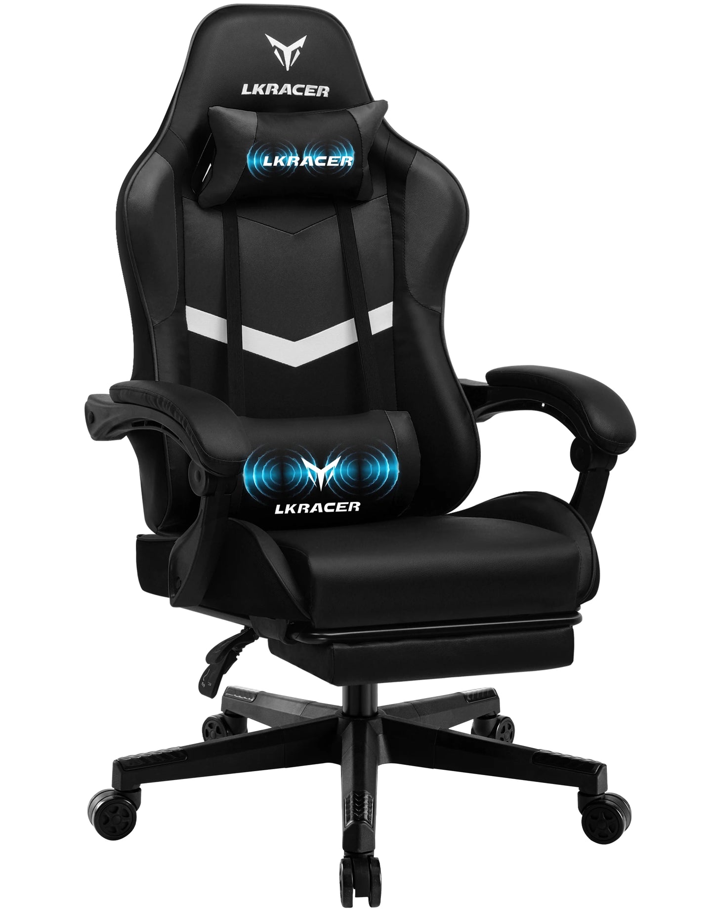 LUCK RACER Gaming Chair with Footrest Office Chair Ergonomic with Adjustable Lumbar Pillows, Pillow Gaming Chair