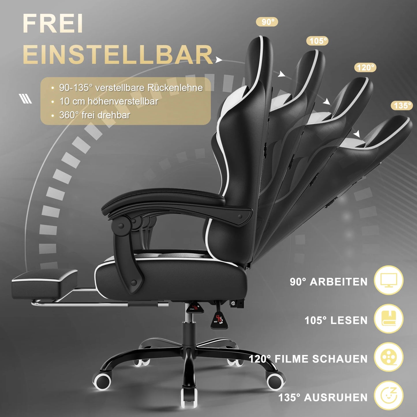 HOMALL Height Adjustable Massage Gaming chair Ergonomic Design with Lumbar Support Headrest Swivel chair