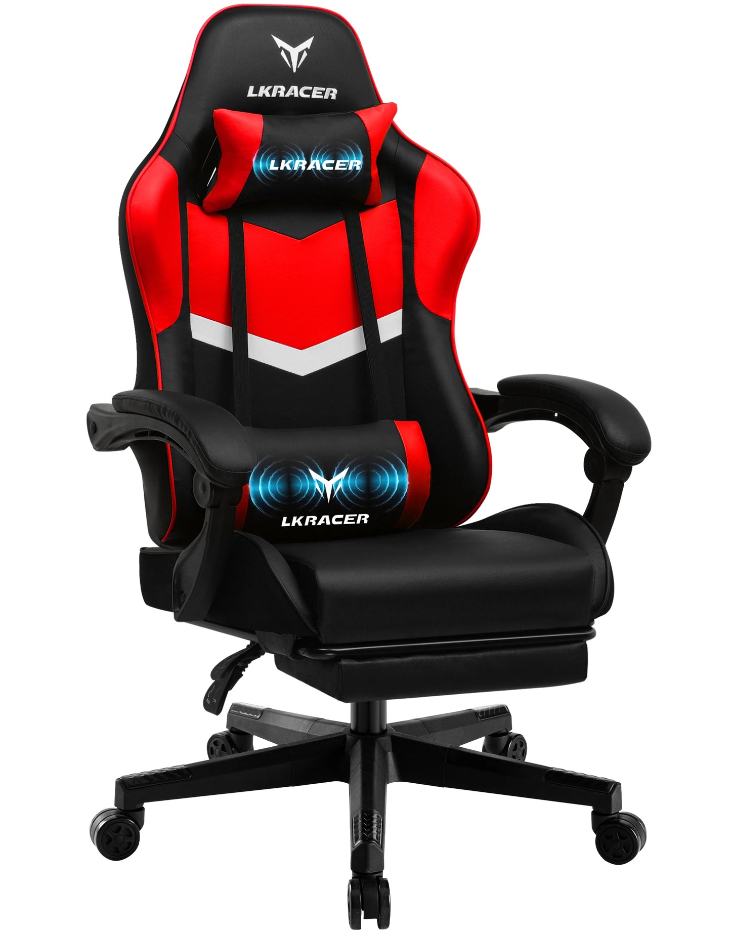 LUCK RACER Gaming Chair with Footrest Office Chair Ergonomic with Adjustable Lumbar Pillows, Pillow Gaming Chair