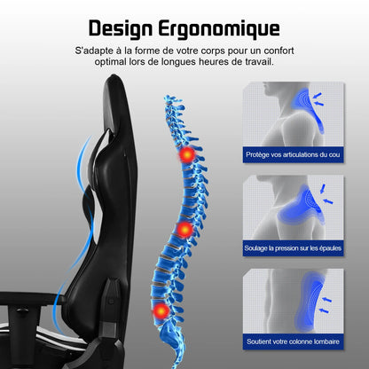 Hiazurm Ergonomic Gaming Chair for Adults, Adjustable Office Chair with 3D Wing Design, S-Shaped Back Support, Lumbar Support & Steel Frame