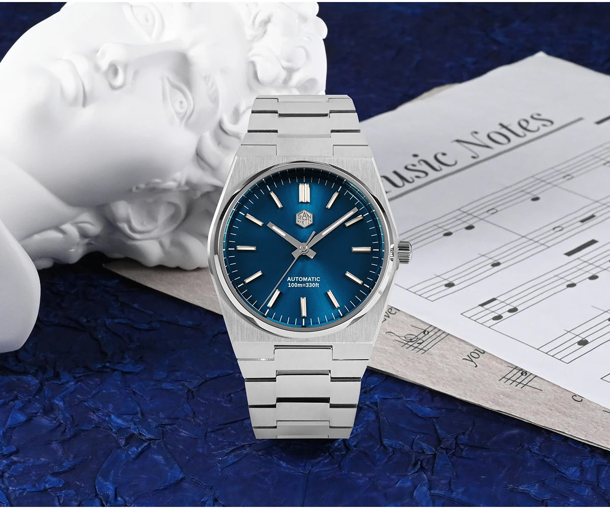Relógio clássico de homem San Martin 40mm Miyota 9015, relógio de pulso mecânico automático de luxo elegante com bracelete de desengate rápido SN0023