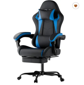 Ergonomic Gaming Chair with Lumbar Support Pillow & Headrest, Adjustable Gamer Chair for PC, Comfortable Gaming Chair for Adults