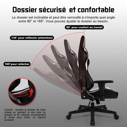Hiazurm Ergonomic Gaming Chair for Adults, Adjustable Office Chair with 3D Wing Design, S-Shaped Back Support, Lumbar Support & Steel Frame