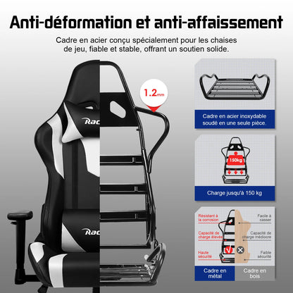 Hiazurm Ergonomic Gaming Chair for Adults, Adjustable Office Chair with 3D Wing Design, S-Shaped Back Support, Lumbar Support & Steel Frame