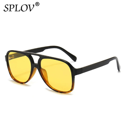 Retro Oversized Polarized Sunglasses Women Fashion Pilot Sun Glasses Men Vintage Gradient Lens Black Yellow Trendy Shades UV400