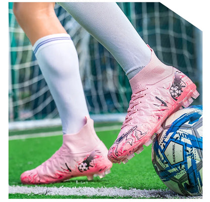 ro Performance HighCut Soccer Boots FG TF Studs Breathable Lightweight Cleats for Outdoor Grass and Turf Training Matches