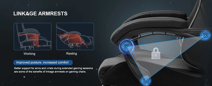 LUCK RACER Gaming Chair with Footrest Office Chair Ergonomic with Adjustable Lumbar Pillows, Pillow Gaming Chair