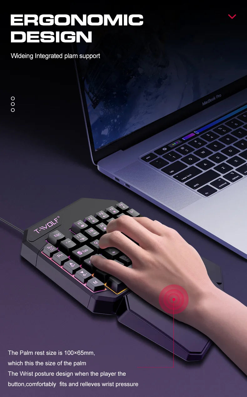 Gamer Kit Mobile Gaming Keyboard Mouse Mobile Games Converter 3 In 1 Combo One Hand Keyboard for PUBG Mobile Games TF900