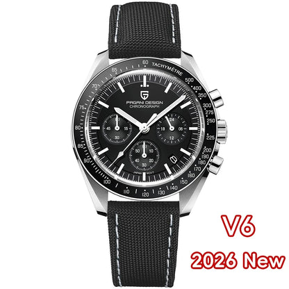 PAGANI DESIGN 2026 New V6 Moon Mens Watch Luxury Quartz Speed Sports Chronograph Watch For Men Watch AR Sapphire glass Local Shipping
