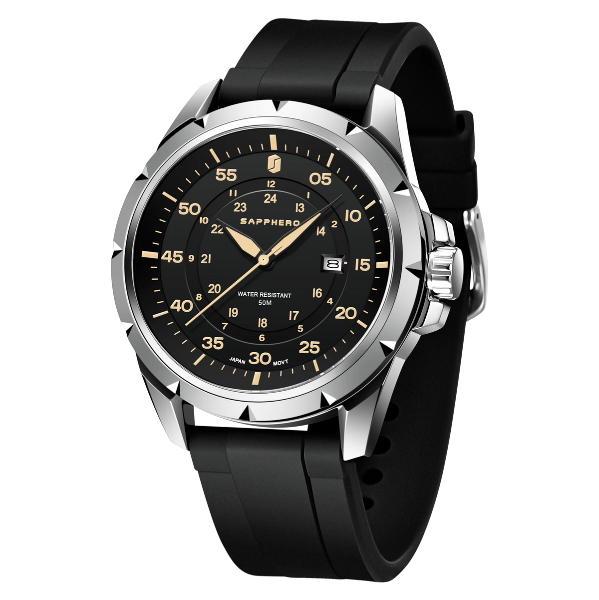 SAPPHERO herenhorloge – Luxe quartzhorloge, waterdicht tot 50 m, voorzien van een geïmporteerd uurwerk en een roestvrijstalen kast – Een ideaal cadeau-idee voor mannen.