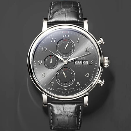 Relógio masculino mecânico automático LOBINNI Luxury Brand Switzerland com calendário perpétuo, vidro de safira e mostrador multifunções L13019-8
