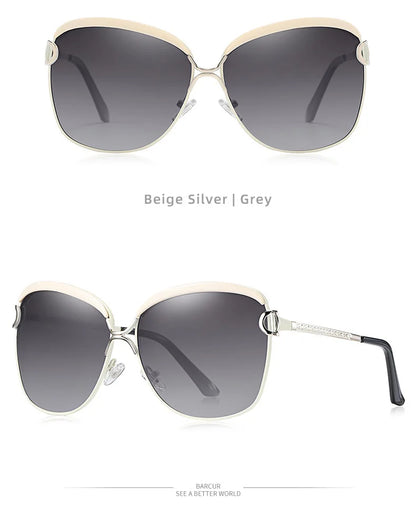 BARCUR Polarized Ladies Sunglasses Women Gradient Lens Round Sun Glasses Square Luxury Brand Oculos Lunette De Soleil Femme