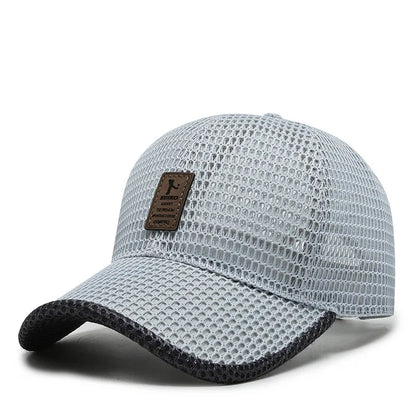 Letní unisex kšiltovka pro muže a ženy na rybaření, prodyšná síťovaná snapback čepice, černá ležérní sportovní kšiltovka