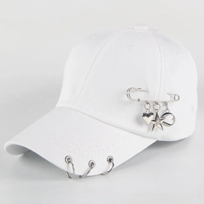 Modna bawełniana czapka z daszkiem w stylu hip-hopowym, kreatywne czapki z piercingsem, czapki punkowe, czapki dla dorosłych na co dzień, jednolite, regulowane, unisex, czapki typu snapback