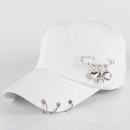 Modna bawełniana czapka z daszkiem w stylu hip-hopowym, kreatywne czapki z piercingsem, czapki punkowe, czapki dla dorosłych na co dzień, jednolite, regulowane, unisex, czapki typu snapback