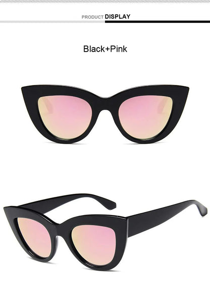 New Retro Fashion Sunglasses Woman Brand Designer Vintage Cat Eye Black Sun Glasses Female Lady UV400 Oculos