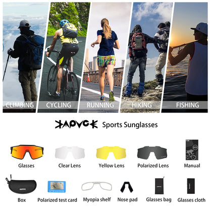 Kapvoe Cycling Glasses Bike Cycling Goggles Outdoor UV400 Cycling Sunglasses Sports Built-in Myopia Frame MTB Bicycle Glasses