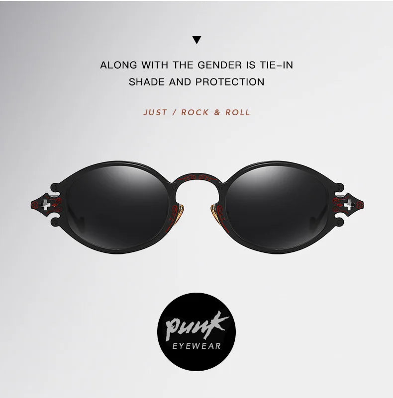 new cateye street shoot man sunglasses women retro steampunk glasses gothic oval Metal frame carved sunglasses Gafas sol mujer