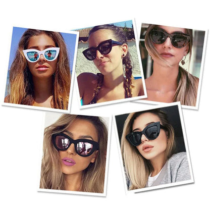 New Retro Fashion Sunglasses Woman Brand Designer Vintage Cat Eye Black Sun Glasses Female Lady UV400 Oculos