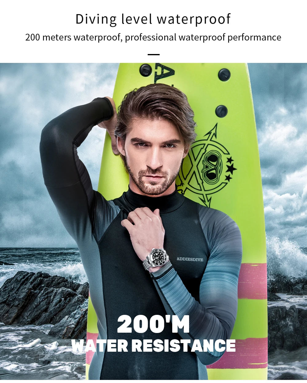 Orologio ADDIESDIVE in acciaio inox da uomo, al quarzo, stile business e casual europeo e americano, impermeabile, per sport outdoor