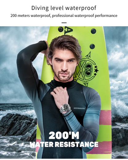 Orologio ADDIESDIVE in acciaio inox da uomo, al quarzo, stile business e casual europeo e americano, impermeabile, per sport outdoor