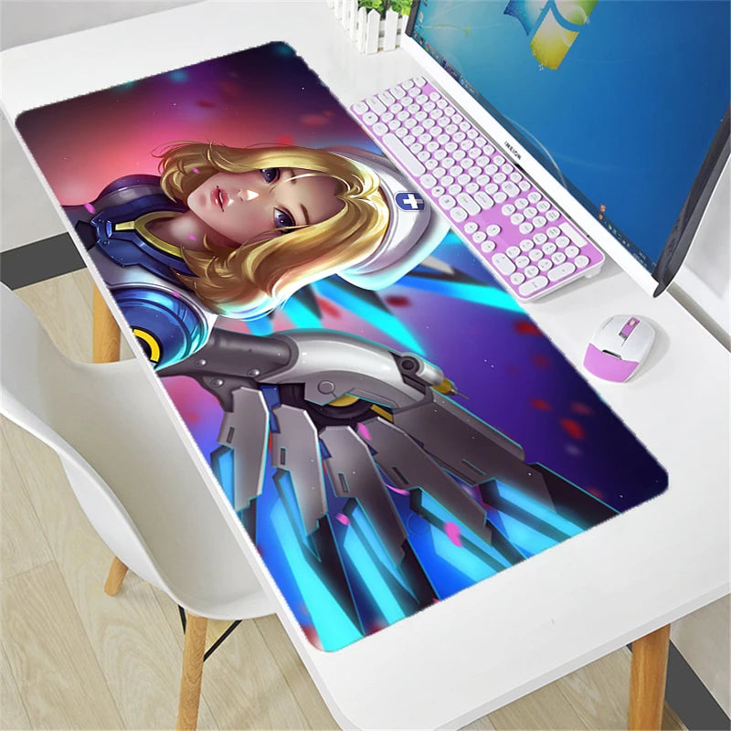 Didelis „Overwatch“ pelės kilimėlis DIY Kawaii XXL kompiuterio stalo kilimėlis žaidėjams biurui, klaviatūrai ir žaidimų aksesuarams