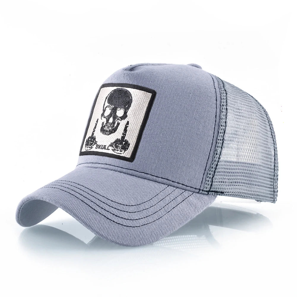 Мъжка бейзболна шапка с бродерия, емблема с череп, Snapback, хип-хоп, Trucker шапка; Дамска шапка за четири сезона, за външни дейности, дишаща, с козирка, шапки „Bone“