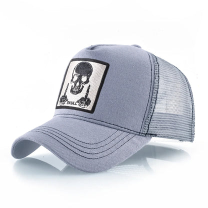Мъжка бейзболна шапка с бродерия, емблема с череп, Snapback, хип-хоп, Trucker шапка; Дамска шапка за четири сезона, за външни дейности, дишаща, с козирка, шапки „Bone“