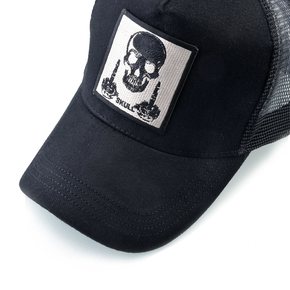Мъжка бейзболна шапка с бродерия, емблема с череп, Snapback, хип-хоп, Trucker шапка; Дамска шапка за четири сезона, за външни дейности, дишаща, с козирка, шапки „Bone“