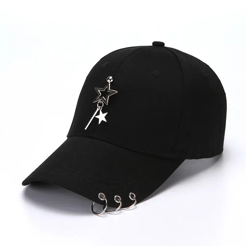 Modna bawełniana czapka z daszkiem w stylu hip-hopowym, kreatywne czapki z piercingsem, czapki punkowe, czapki dla dorosłych na co dzień, jednolite, regulowane, unisex, czapki typu snapback