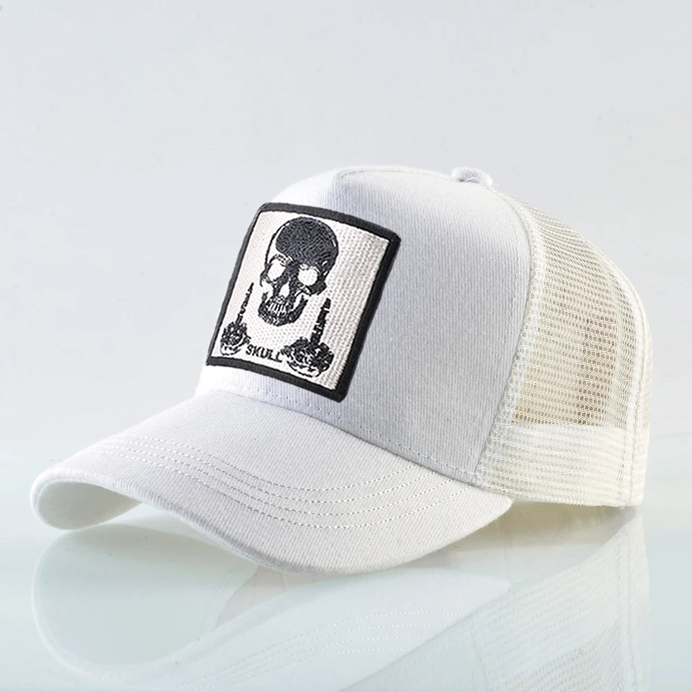 Мъжка бейзболна шапка с бродерия, емблема с череп, Snapback, хип-хоп, Trucker шапка; Дамска шапка за четири сезона, за външни дейности, дишаща, с козирка, шапки „Bone“