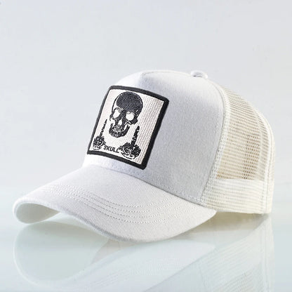 Мъжка бейзболна шапка с бродерия, емблема с череп, Snapback, хип-хоп, Trucker шапка; Дамска шапка за четири сезона, за външни дейности, дишаща, с козирка, шапки „Bone“