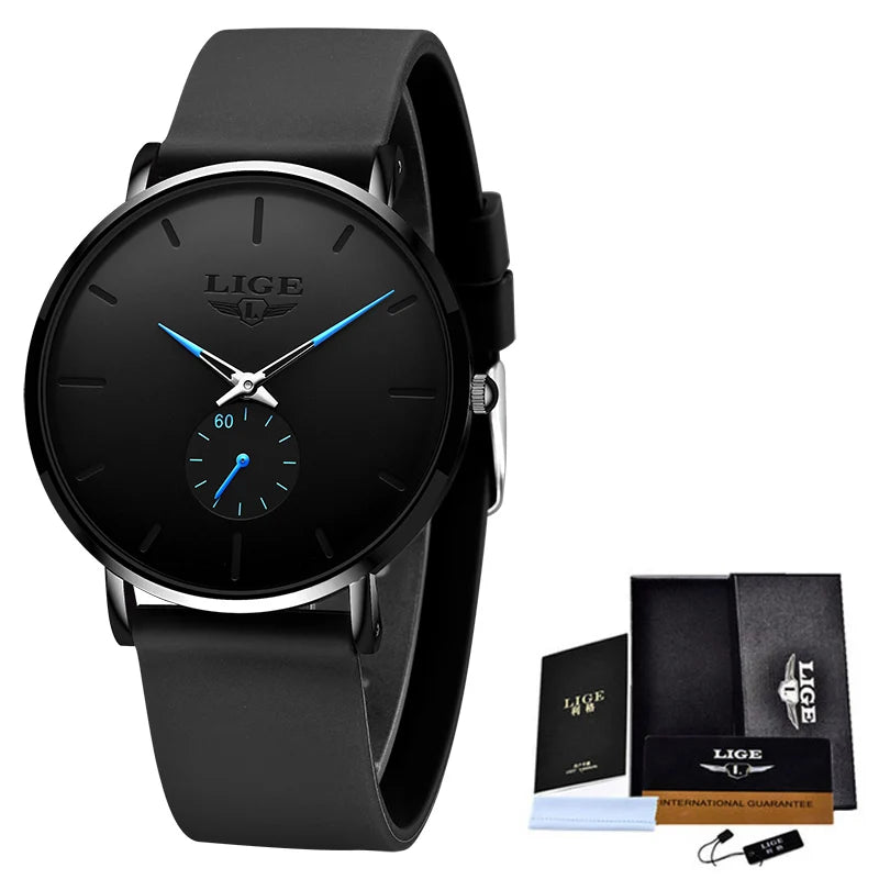 Orologio da uomo LIGE – Stile sportivo e di tendenza, marchio di lusso, impermeabile, design essenziale e ultrasottile, orologio al quarzo da uomo.