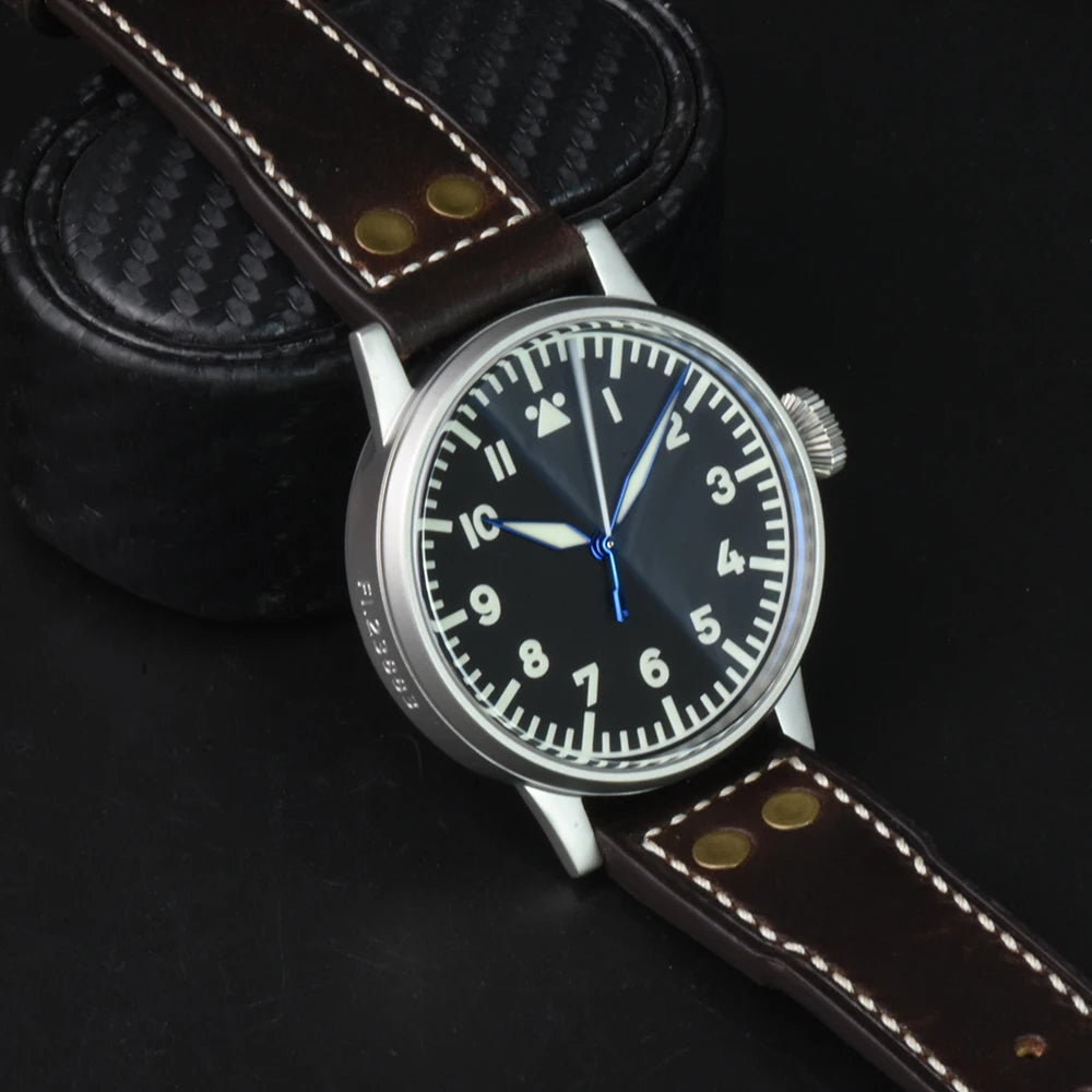 Hruodland Pilot Men's Automatic Mechanical Watch Pt5000 Sapphire Luminous C3 Stainless Steel Waterproof 10Bar reloj hombre