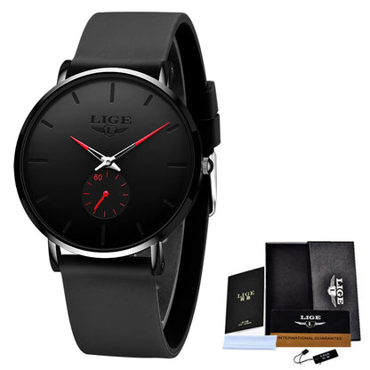 Orologio da uomo LIGE – Stile sportivo e di tendenza, marchio di lusso, impermeabile, design essenziale e ultrasottile, orologio al quarzo da uomo.