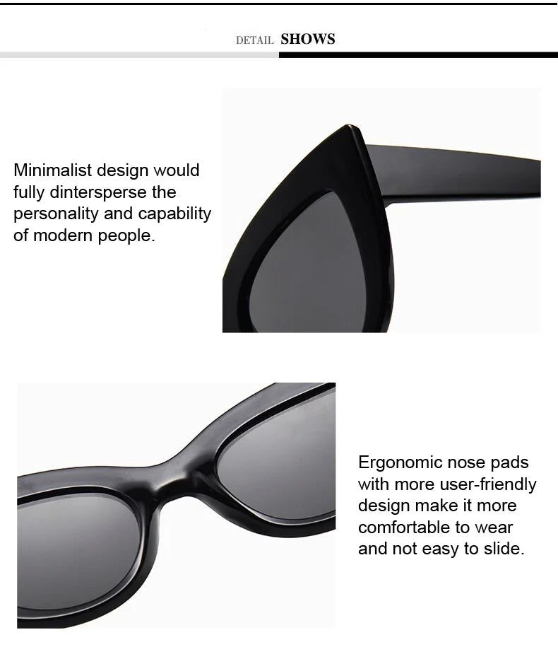 New Retro Fashion Sunglasses Woman Brand Designer Vintage Cat Eye Black Sun Glasses Female Lady UV400 Oculos
