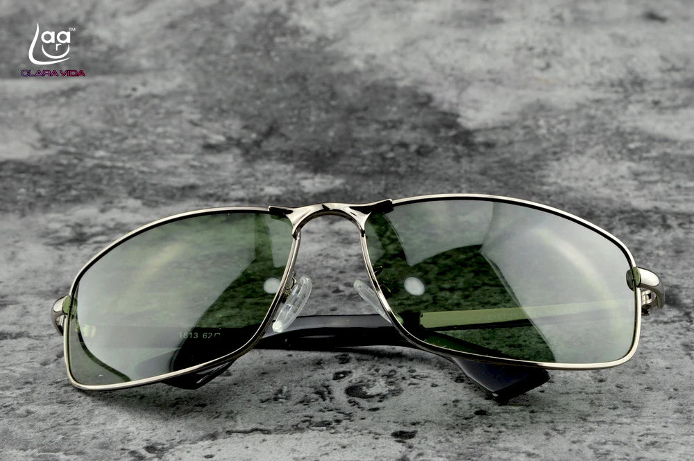 Clara Vida Military Men Darkgeen Lenses High Definition Polarized Uv400 Uv100% Sunglasses Sunshades For Out Door Drivin