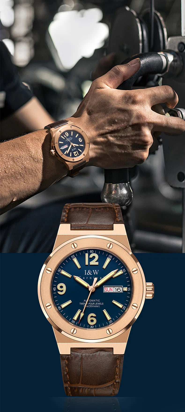 Carnival IW Mechanical Watch For Men Brand Luxury Automatic Men Watches MIYOTA or NH36 Sapphire Luminous Waterproof Reloj Hombre