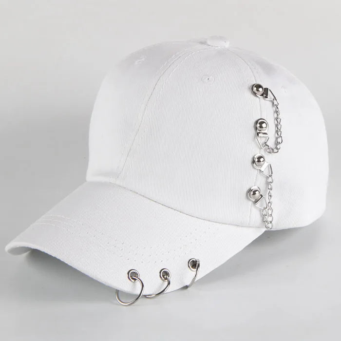 Modna bawełniana czapka z daszkiem w stylu hip-hopowym, kreatywne czapki z piercingsem, czapki punkowe, czapki dla dorosłych na co dzień, jednolite, regulowane, unisex, czapki typu snapback