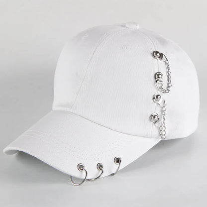 Modna bawełniana czapka z daszkiem w stylu hip-hopowym, kreatywne czapki z piercingsem, czapki punkowe, czapki dla dorosłych na co dzień, jednolite, regulowane, unisex, czapki typu snapback