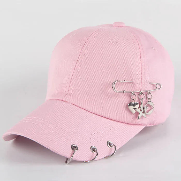 Modna bawełniana czapka z daszkiem w stylu hip-hopowym, kreatywne czapki z piercingsem, czapki punkowe, czapki dla dorosłych na co dzień, jednolite, regulowane, unisex, czapki typu snapback