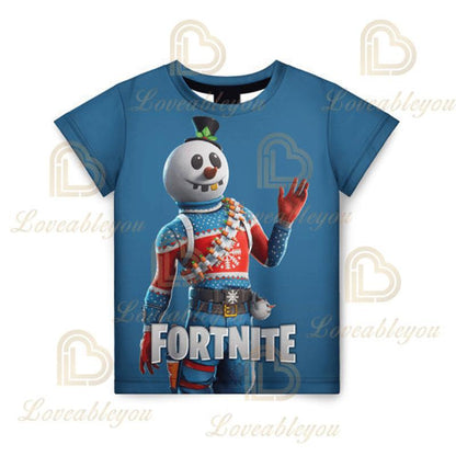 Детска тениска Cartoon Fortnite New Summer с 3D принт за момчета и момичета, streetwear дрехи за възрастни и деца, забавна тениска с обло деколте