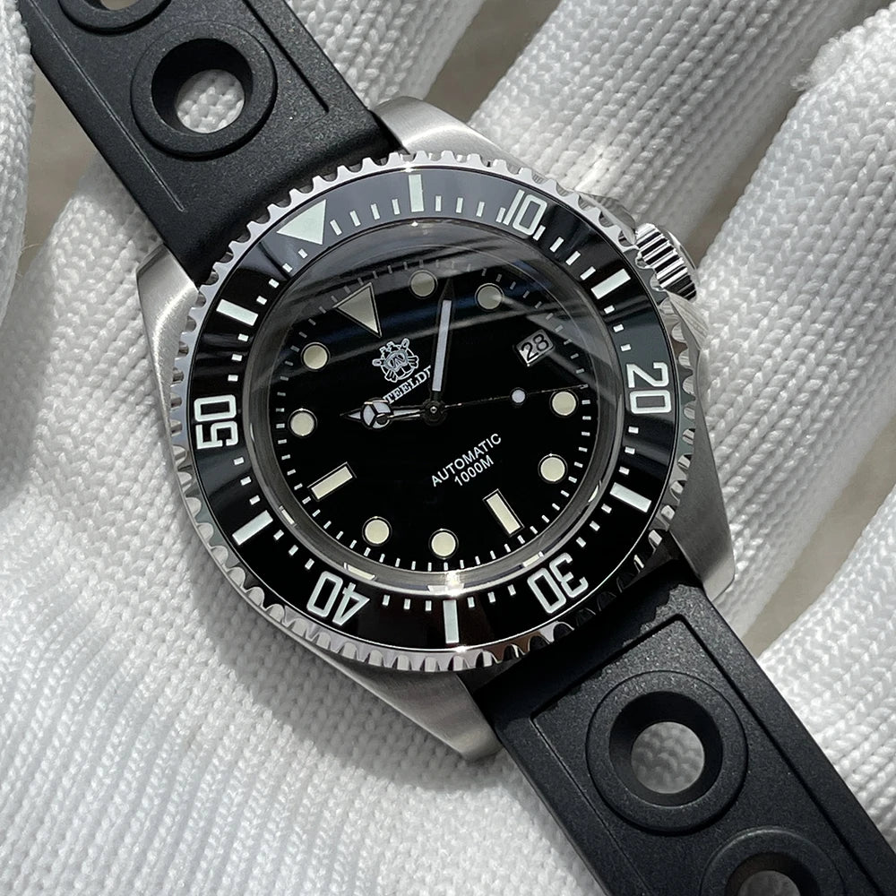 SD1964 STEELDIVE 1000M Waterproof 45.4MM Big Water Ghost Watch For Men Super BGW9 Blue Luminous Dive Watch with Valve
