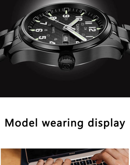 Reloj CARNIVAL de marca de lujo para hombre, reloj de cuarzo con manecillas luminosas, resistente al agua, de acero inoxidable macizo, Relogio Masculino 8638