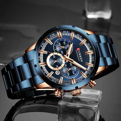 CURREN herenhorloge – Luxe sportchronograaf, quartz uurwerk, volledig van staal, waterdicht