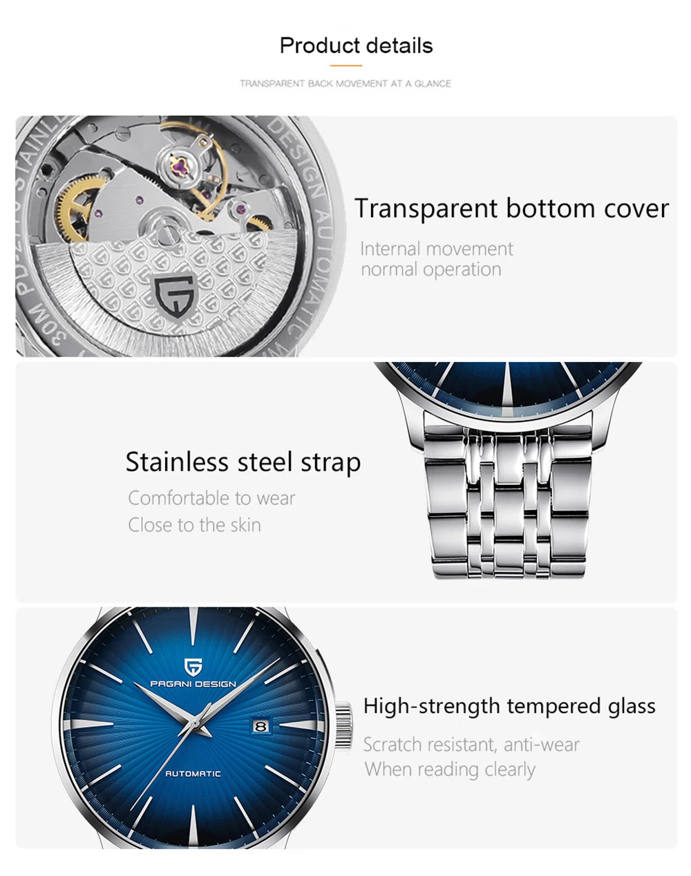 2026 New PAGANI DESIGN Men's Watches Fashion Sports Gold Watch For Men Automatic Mechanical Wristwatches Men Waterproof Leather