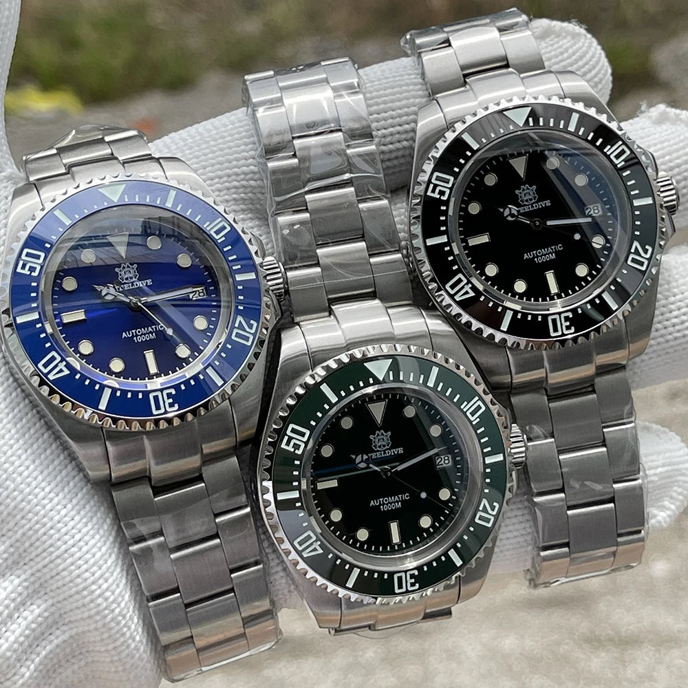 SD1964 STEELDIVE 1000M Waterproof 45.4MM Big Water Ghost Watch For Men Super BGW9 Blue Luminous Dive Watch with Valve