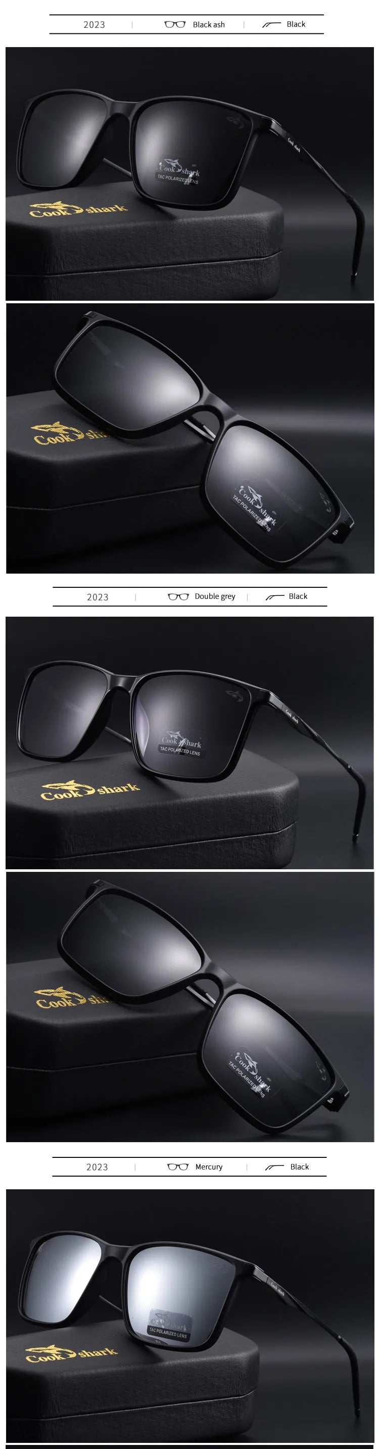Cook Shark polarized sunglasses men's sunglasses women's UV protection driving special color-changing glasses trend personality